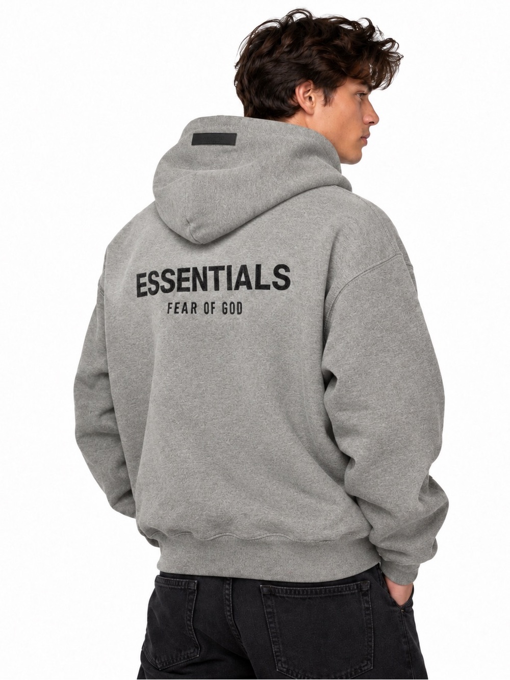 Essentials Men’s Dark Oatmeal hoodie with Back Logo